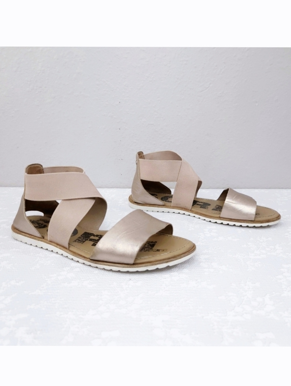 Sorel Metallic Blush Elastic Strap Sandals